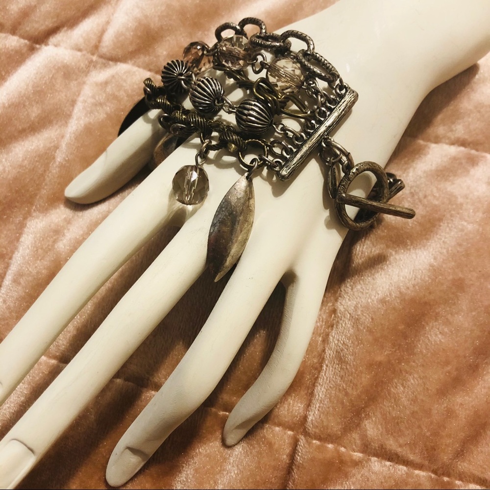 Chico’s 7 Strand Bracelet Antique Silvertone Leave - Picture 5 of 6